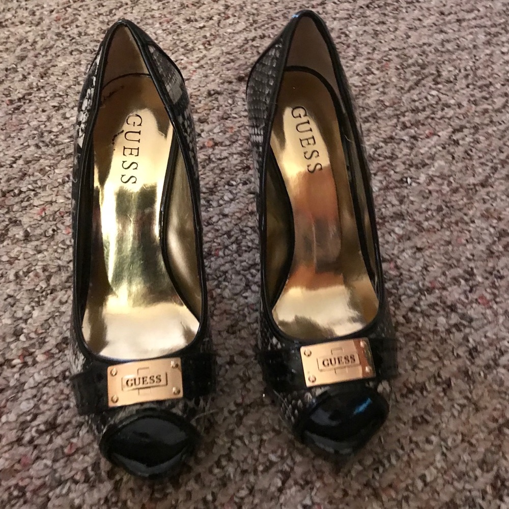GUESS Snake Print Open Toe Heels (or best offer)